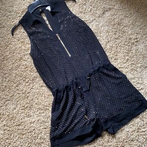 Black dressy one piece with small gold beads